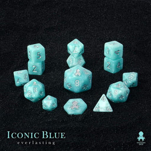 Kraken Dice - Iconic Blue: Everlasting 14pc Polyhedral Dice Set - for just $21.95! 