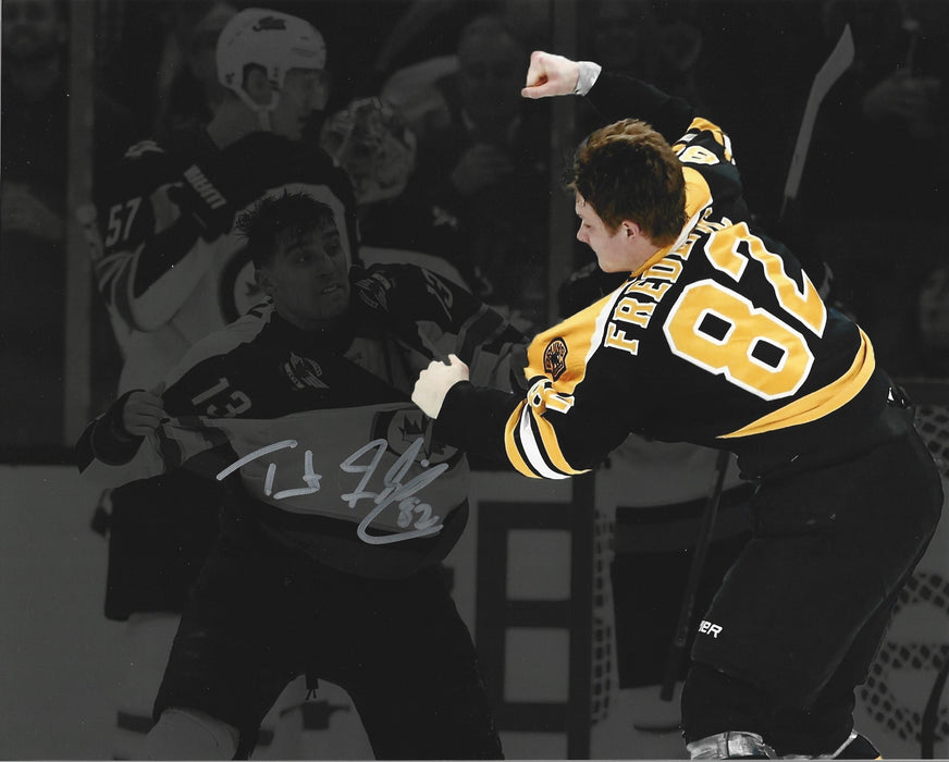 Trent Frederic Fight Boston Bruins Autographed Blackout 11" x 14" Hockey Photo - for just $49.99! 