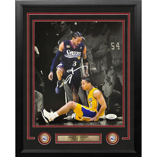 Allen Iverson Standing Over Tyronn Lue Philadelphia 76ers Autographed Framed Blackout Photo - Premium Autographed Framed Basketball Photos - Just $279.99! Shop now at Retro Gaming of Denver