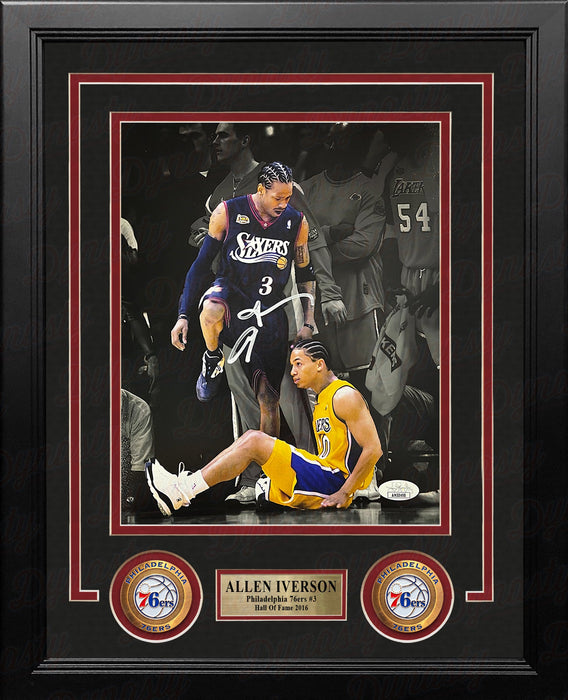 Allen Iverson Standing Over Lue Philadelphia 76ers Autographed 8" x 10" Framed Blackout Photo - for just $279.99! 