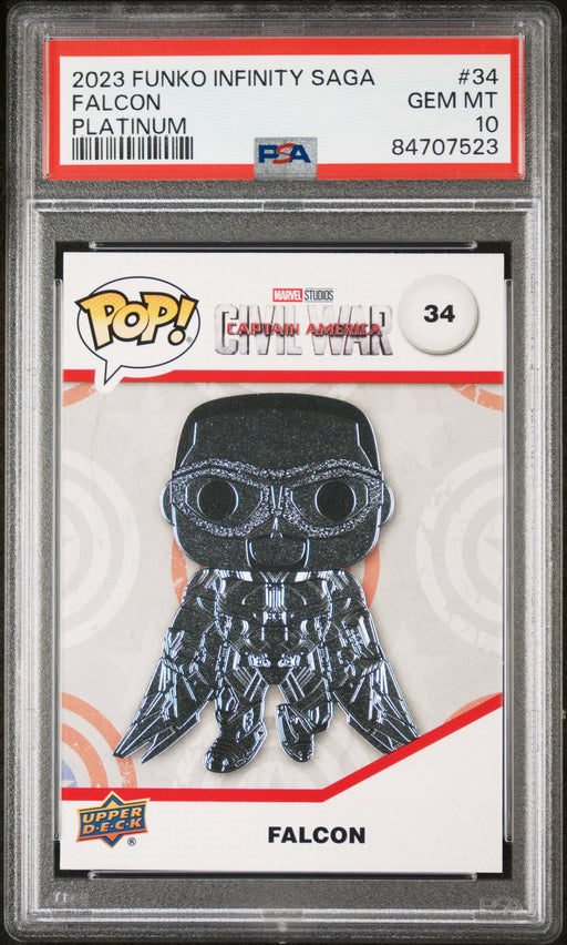 2023 UPPER DECK FUNKO POP MARVEL  FALCON PLATINUM #34  PSA 10 - for just $54! 