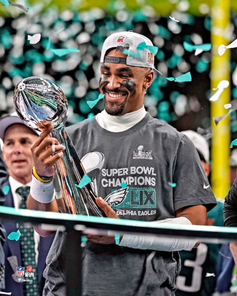 Jalen Hurts Super Bowl LIX Lombardi Trophy Philadelphia Eagles 8" x 10" Football Photo - for just $9.99! 