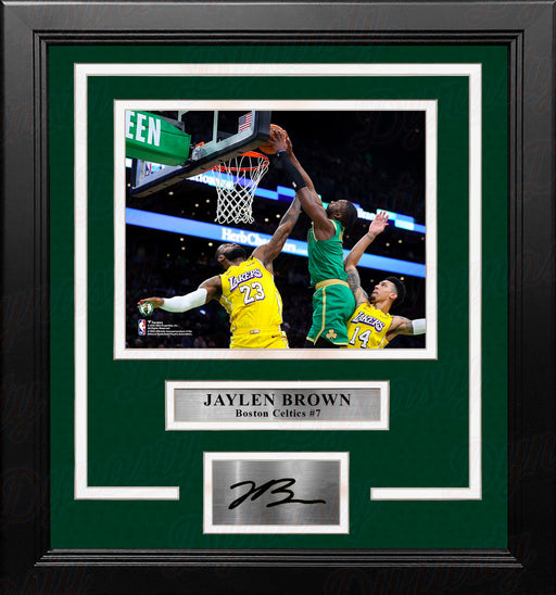 Jaylen Brown Dunks Over LeBron Boston Celtics 8x10 Framed Basketball Photo with Engraved Autograph - for just $79.99! 