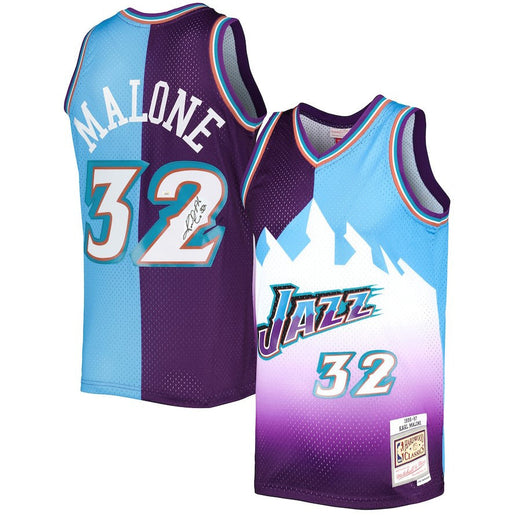 Karl Malone Utah Jazz Autographed Mitchell & Ness Split Basketball Jersey - Premium Autographed Basketball Jerseys - Just $599.99! Shop now at Retro Gaming of Denver