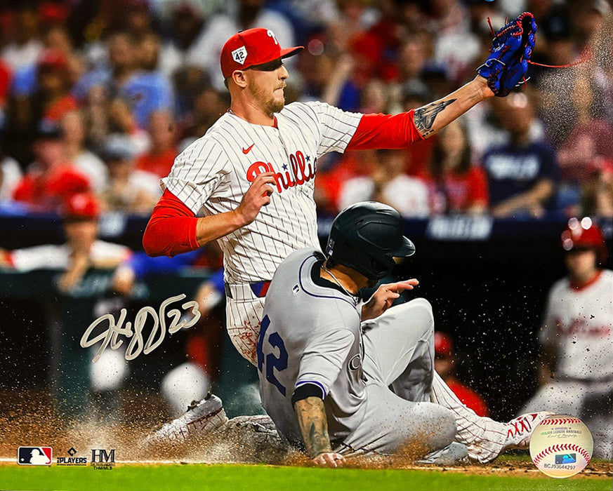 Jeff Hoffman Play at the Plate Philadelphia Phillies Autographed 11" x 14" Baseball Photo - for just $39! 