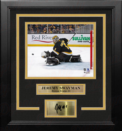 Jeremy Swayman in Action Boston Bruins 8" x 10" Framed Hockey Photo with Engraved Autograph - for just $79.99! 