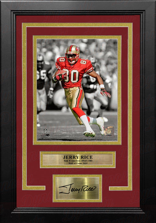 Jerry Rice San Francisco 49ers 8" x 10" Framed Football Spotlight Photo with Engraved Autograph - for just $79.99! 