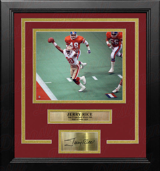 Jerry Rice Super Bowl XXIV Touchdown San Francisco 49ers 8x10 Framed Photo with Engraved Autograph - for just $79.99! 