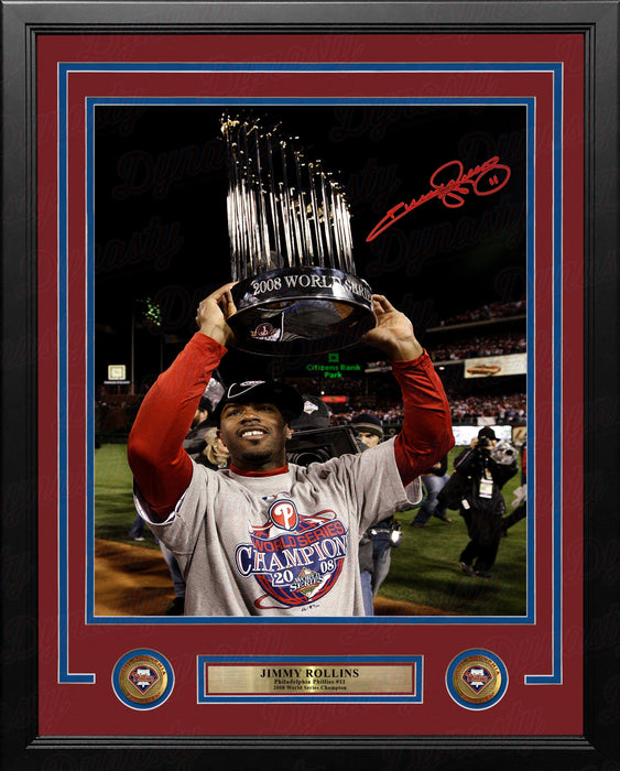 Jimmy Rollins 2008 World Series Trophy Autographed Philadelphia Phillies Framed Photo - PSA/DNA - for just $149.99! 