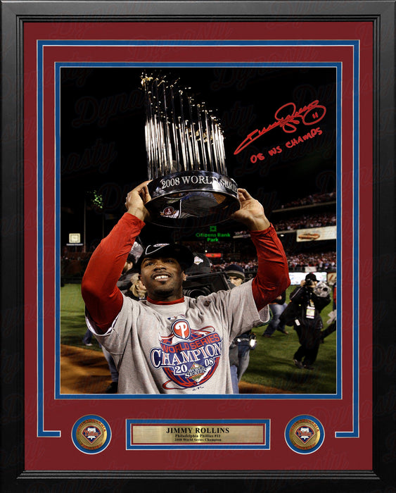 Jimmy Rollins 2008 World Series Trophy Autographed Philadelphia Phillies Framed Photo - PSA/DNA - for just $149.99! 
