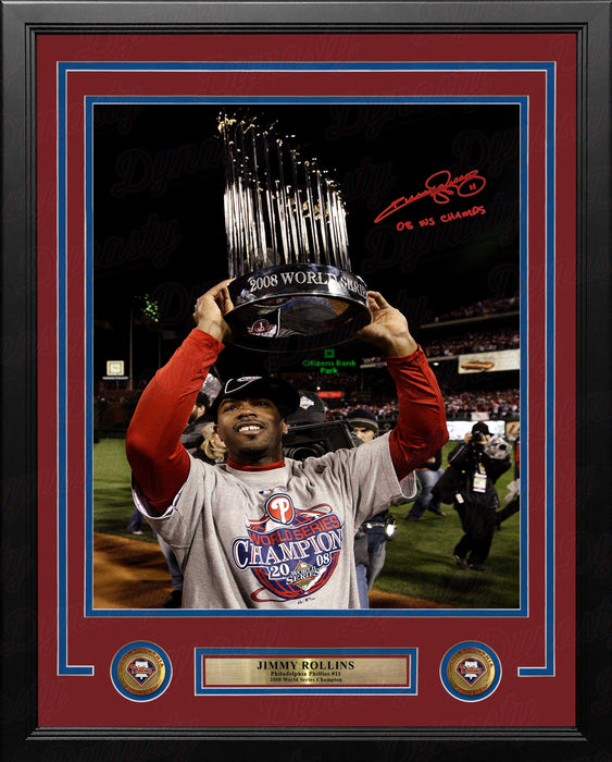 Jimmy Rollins 2008 World Series Trophy Autographed Philadelphia Phillies Framed Photo - PSA/DNA - for just $149.99! 