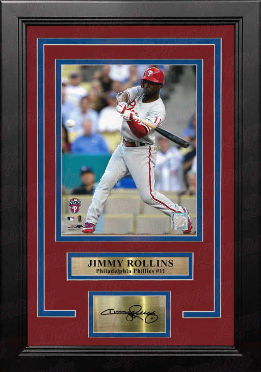 Jimmy Rollins in Action Philadelphia Phillies 8x10 Framed Photo with Engraved Autograph - for just $79.99! 