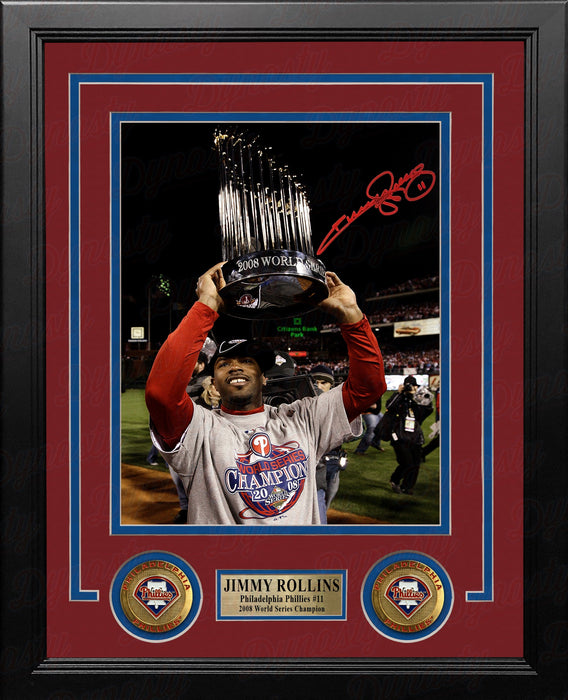 Jimmy Rollins 2008 World Series Trophy Autographed Philadelphia Phillies Framed Photo - PSA/DNA - for just $149.99! 
