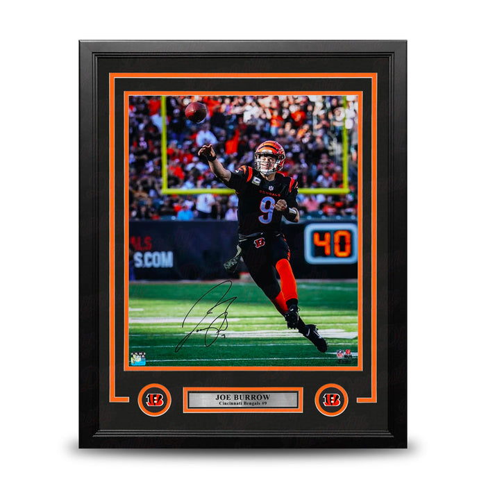 Joe Burrow Throwing Action Cincinnati Bengals Autographed 16" x 20" Framed Football Photo - for just $699.99! 