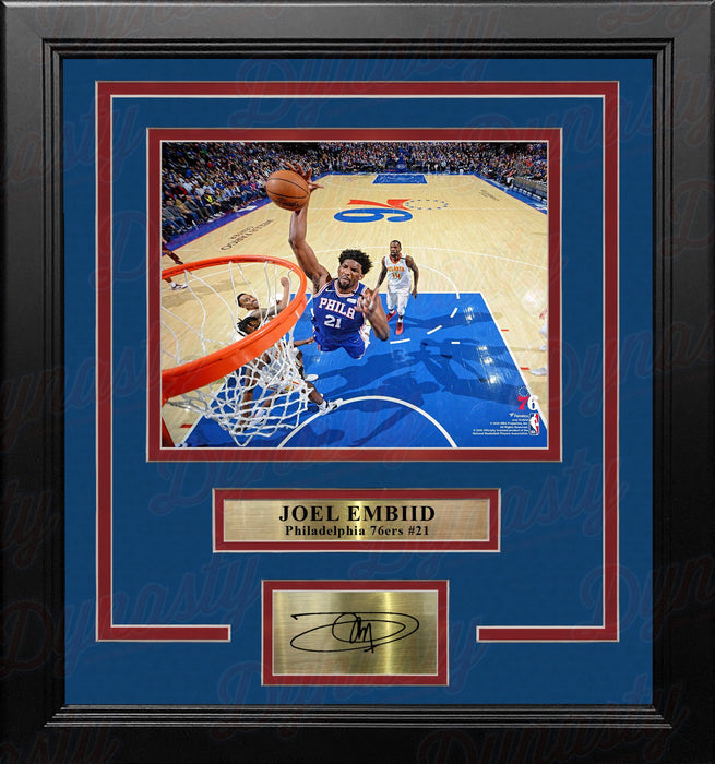 Joel Embiid Rim-Cam Dunk Philadelphia 76ers 8" x 10" Framed Basketball Photo with Engraved Autograph - for just $79.99! 