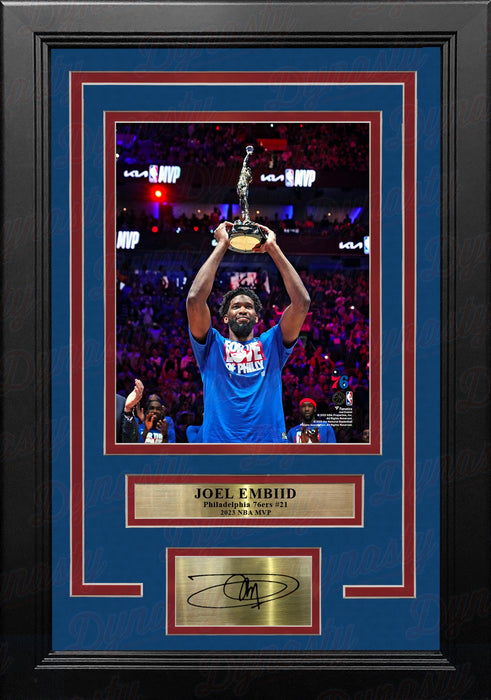 Joel Embiid 2023 MVP Trophy Philadelphia 76ers 8" x 10" Framed Basketball Photo with Engraved Autograph - for just $79.99! 