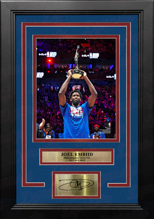 Joel Embiid 2023 MVP Trophy Philadelphia 76ers 8" x 10" Framed Basketball Photo with Engraved Autograph - for just $79.99! 