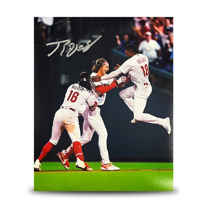 Johan Rojas Celebration Philadelphia Phillies Autographed 8" x 10" Baseball Photo - for just $59.99! 