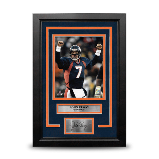 John Elway Celebration Denver Broncos 8" x 10" Framed Football Photo with Engraved Autograph - for just $79.99! 