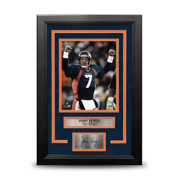 John Elway Celebration Denver Broncos 8" x 10" Framed Football Photo with Engraved Autograph - for just $79.99! 