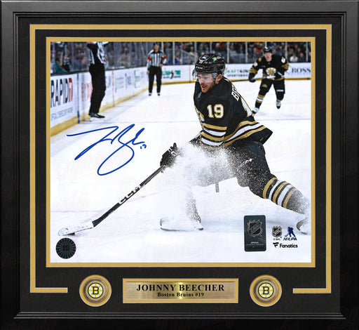 Johnny Beecher in Action Boston Bruins Autographed 11" x 14" Framed Hockey Photo - for just $139.99! 