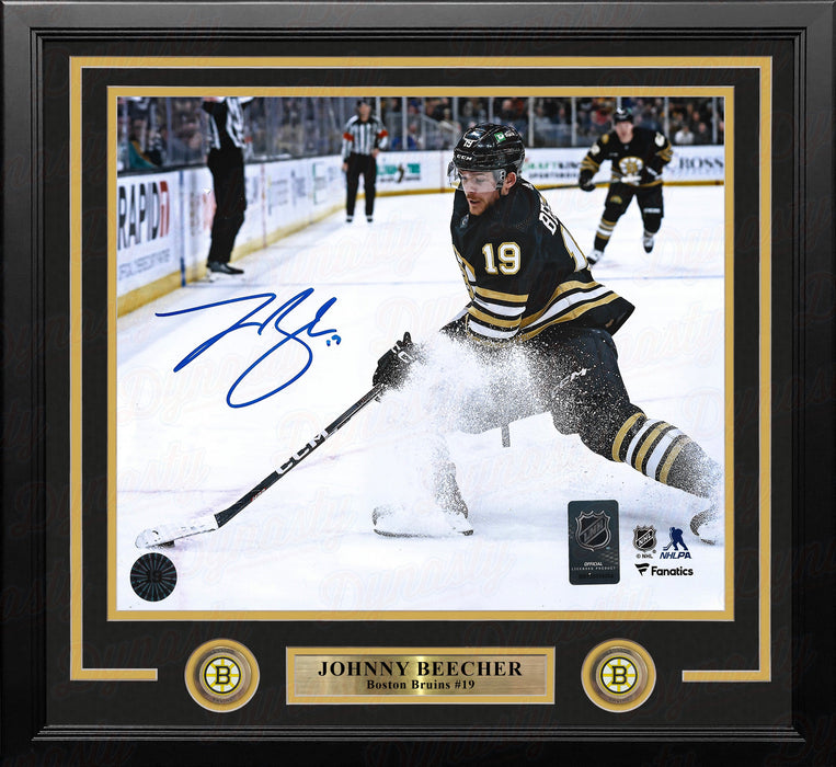 Johnny Beecher in Action Boston Bruins Autographed 11" x 14" Framed Hockey Photo - for just $139.99! 