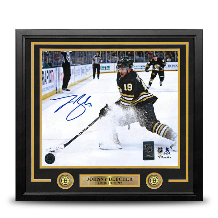 Johnny Beecher in Action Boston Bruins Autographed 11" x 14" Framed Hockey Photo - for just $139.99! 