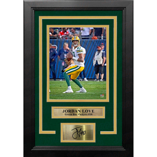 Jordan Love in Action Green Bay Packers 8" x 10" Framed Football Photo with Engraved Autograph - Premium Engraved Signatures - Just $79.99! Shop now at Retro Gaming of Denver