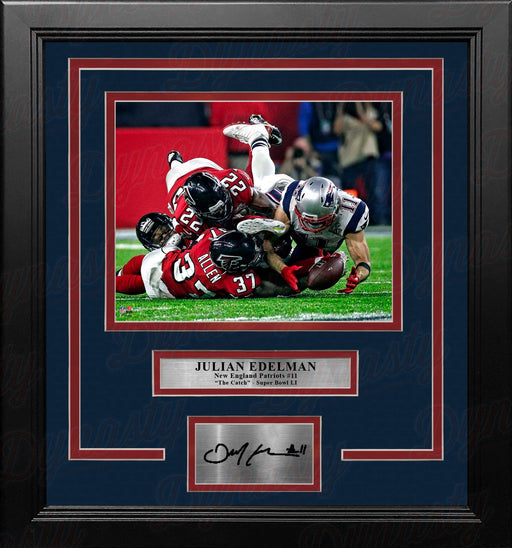 Julian Edelman Super Bowl LI Catch New England Patriots 8" x 10" Framed Football Photo with Engraved Autograph - for just $79.99! 