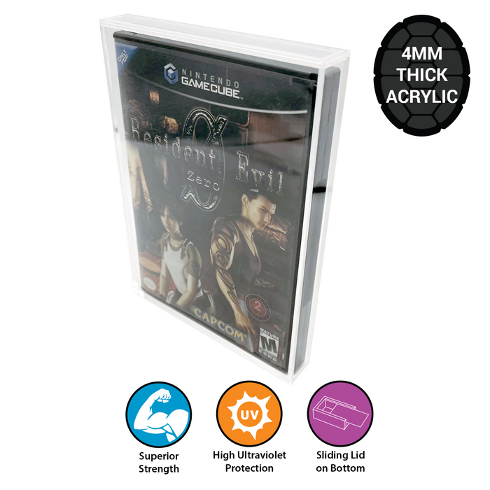 Acrylic Hard Case for DVD, GAME CUBE, Wii, Wii U, XBOX, XBOX 360, PS2 Video Game Box (4mm thick, UV & Slide Bottom) 7.375h x 4.625w x 0.5d - for just $24.99! 