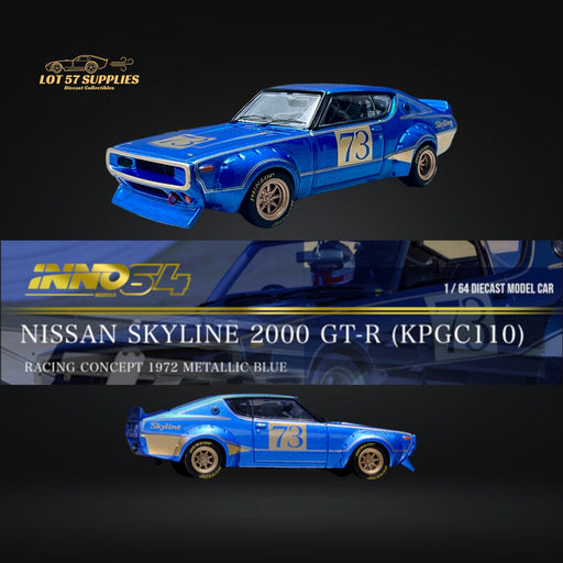 Inno64 Nissan Skyline 2000 GT-R (KPGC10) in Racing Concept Blue 1:64 IN64-KPGC110RC-BLU - for just $24.99! 