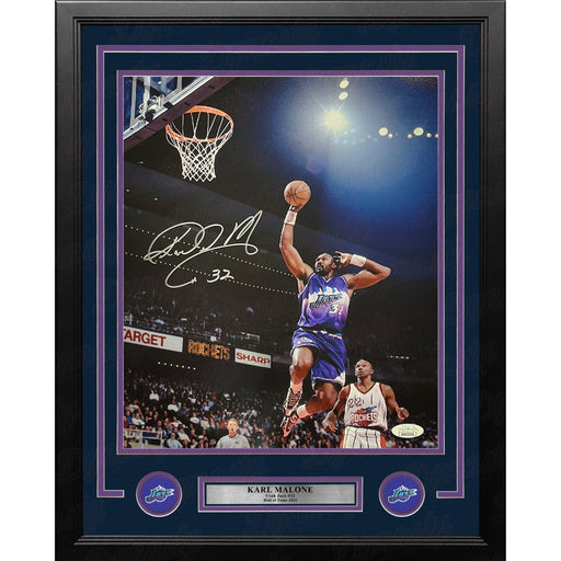 Karl Malone in Action Utah Jazz Autographed 16" x 20" Framed Basketball Photo - Premium Autographed Framed Basketball Photos - Just $549.99! Shop now at Retro Gaming of Denver