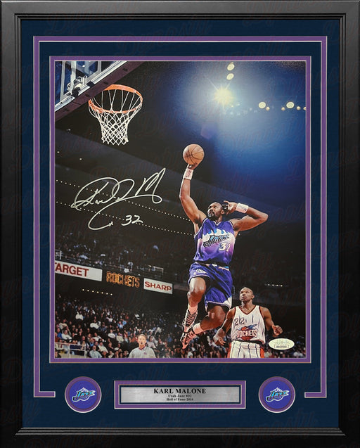 Karl Malone in Action Utah Jazz Autographed 16" x 20" Framed Basketball Photo - for just $549.99! 
