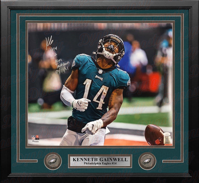 Kenneth Gainwell First Touchdown Philadelphia Eagles Autographed Framed Photo - JSA Authenticated - for just $79.99! 