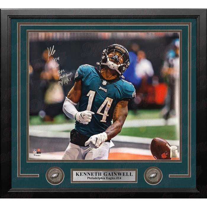 Kenneth Gainwell First Touchdown Philadelphia Eagles Autographed Framed Photo - JSA Authenticated - Premium Autographed Framed Football Photos - Just $79.99! Shop now at Retro Gaming of Denver
