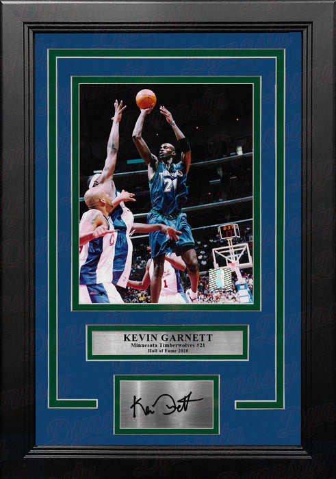 Kevin Garnett in Action Minnesota Timberwolves 8x10 Framed Basketball Photo with Engraved Autograph - for just $79.99! 