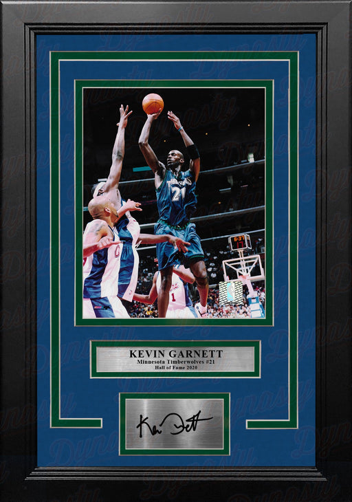Kevin Garnett in Action Minnesota Timberwolves 8x10 Framed Basketball Photo with Engraved Autograph - for just $79.99! 