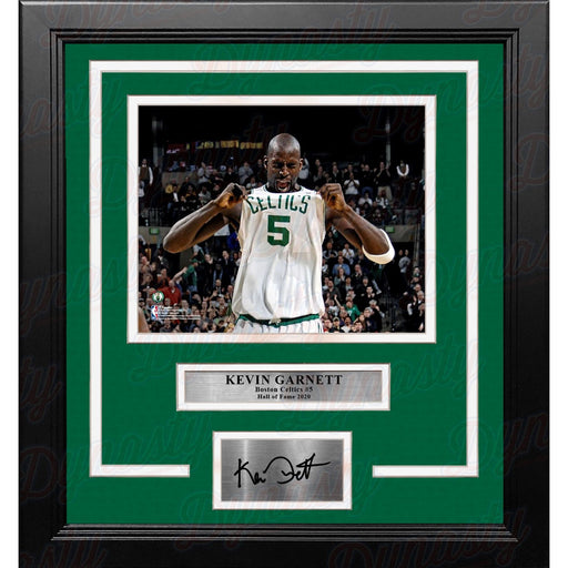 Kevin Garnett Celebration Boston Celtics 8" x 10" Framed Basketball Photo with Engraved Autograph - Premium Engraved Signatures - Just $79.99! Shop now at Retro Gaming of Denver