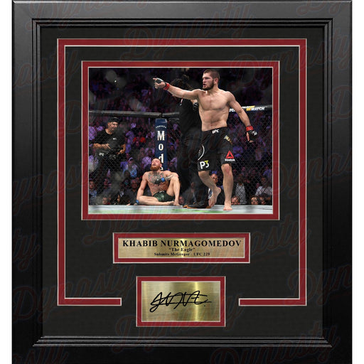 Khabib Nurmagomedov Crushes McGregor 8x10 Framed Mixed Martial Arts Photo with Engraved Autograph - Premium Engraved Signatures - Just $79.99! Shop now at Retro Gaming of Denver