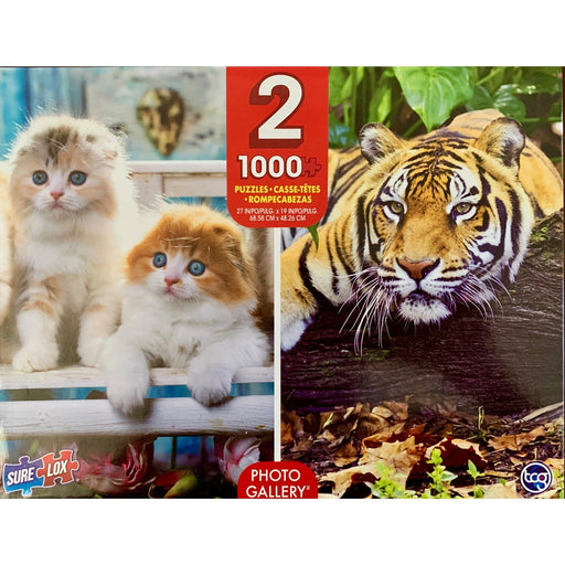 Kittens & Tiger 2 Pack 1000 Piece Jigsaw Puzzles Sure Lox - for just $19.99! 