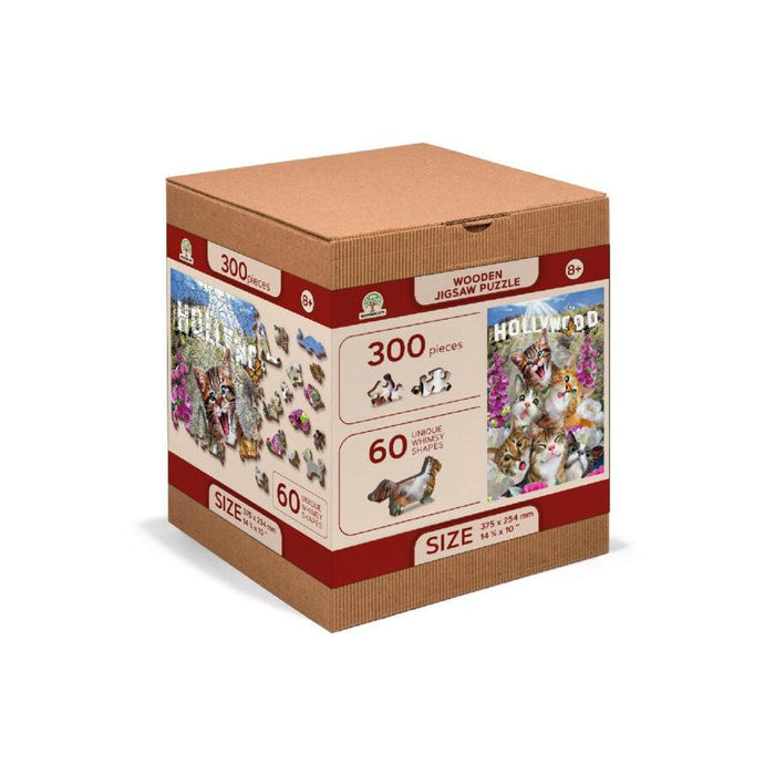 Kittens in Hollywood 300 Piece Wood Jigsaw Puzzle Wooden City - for just $24.99! 
