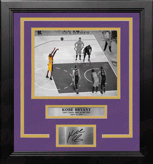 Kobe Bryant's Last Career Shot Los Angeles Lakers Framed Basketball Photo with Engraved Autograph - for just $79.99! 