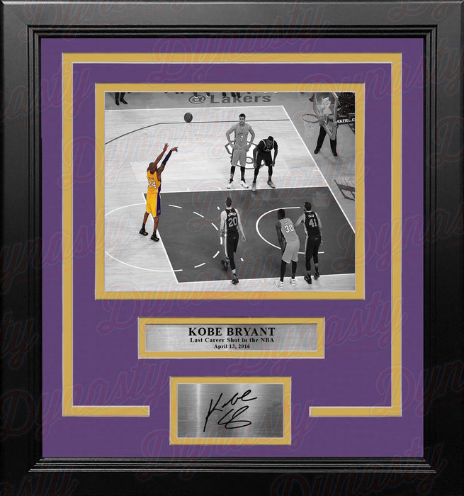 Kobe Bryant's Last Career Shot Los Angeles Lakers Framed Basketball Photo with Engraved Autograph - for just $79.99! 