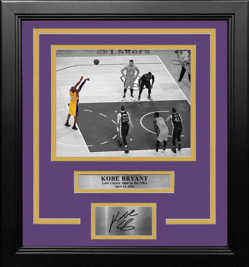 Kobe Bryant's Last Career Shot Los Angeles Lakers Framed Basketball Photo with Engraved Autograph - for just $79.99! 