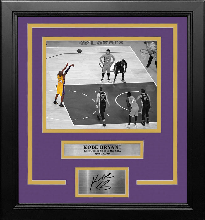Kobe Bryant's Last Career Shot Los Angeles Lakers Framed Basketball Photo with Engraved Autograph - for just $79.99! 
