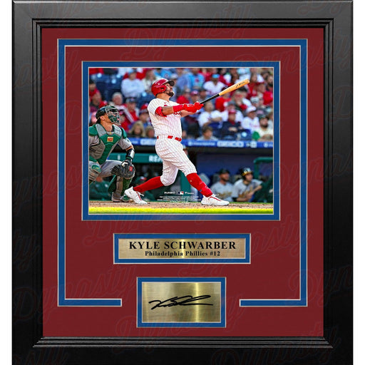 Kyle Schwarber Home Run Swing Philadelphia Phillies 8" x 10" Framed Photo with Engraved Autograph - Premium Engraved Signatures - Just $79.99! Shop now at Retro Gaming of Denver