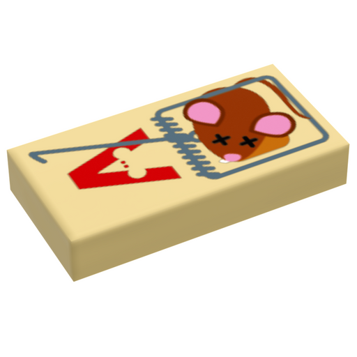 Mouse Trap w/ Dead Mouse (1x2 Tile) (LEGO) - Premium Custom Printed - Just $1.50! Shop now at Retro Gaming of Denver