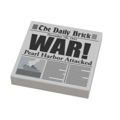 Pearl Harbor Attack WW2 Newspaper (2x2 Tile) (LEGO) - Premium Custom Printed - Just $1.50! Shop now at Retro Gaming of Denver