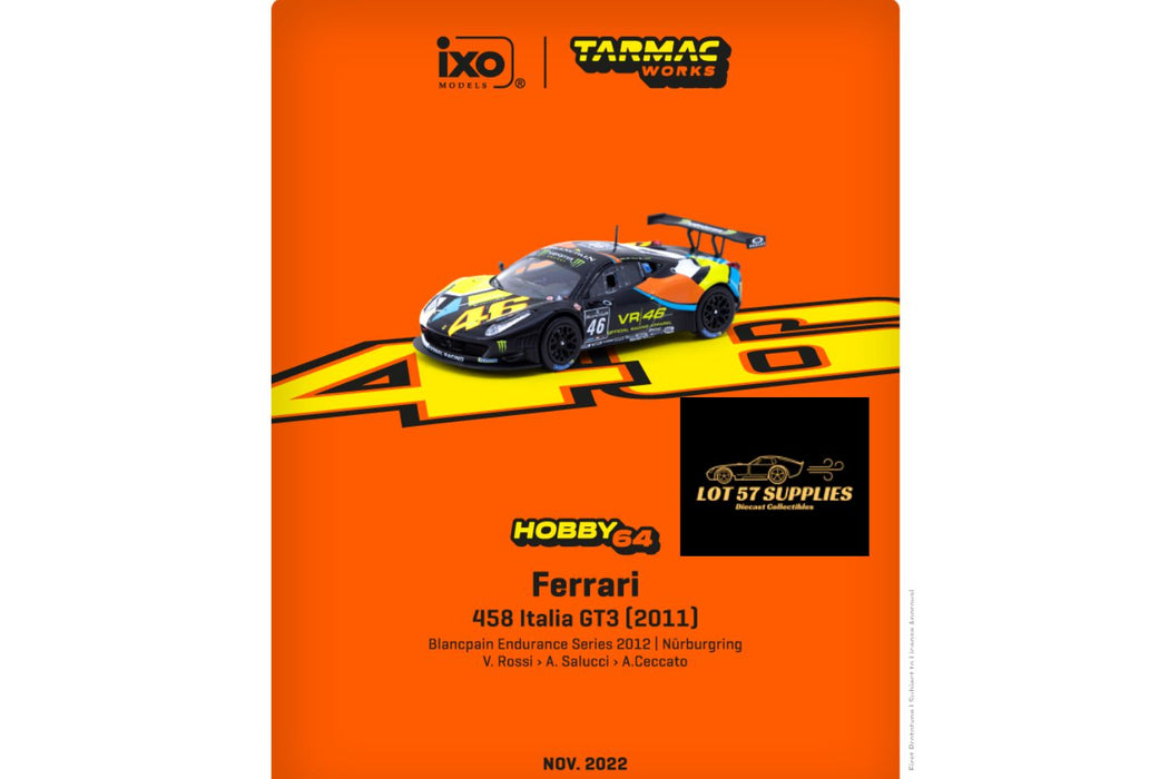 Tarmac Works Hobby64 Ferrari 458 Italia GT3 VR46 T64-073-12BGT646N 1:64 - for just $29.99! 