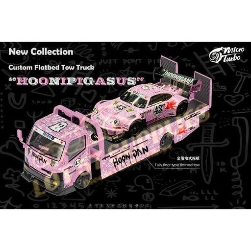 MicroTurbo HINO 300 Custom Flatbed Truck in Pink "Hoonipigasus" 1:64 *Pink Porsche NOT Included* - Premium HINO - Just $51.99! Shop now at Retro Gaming of Denver